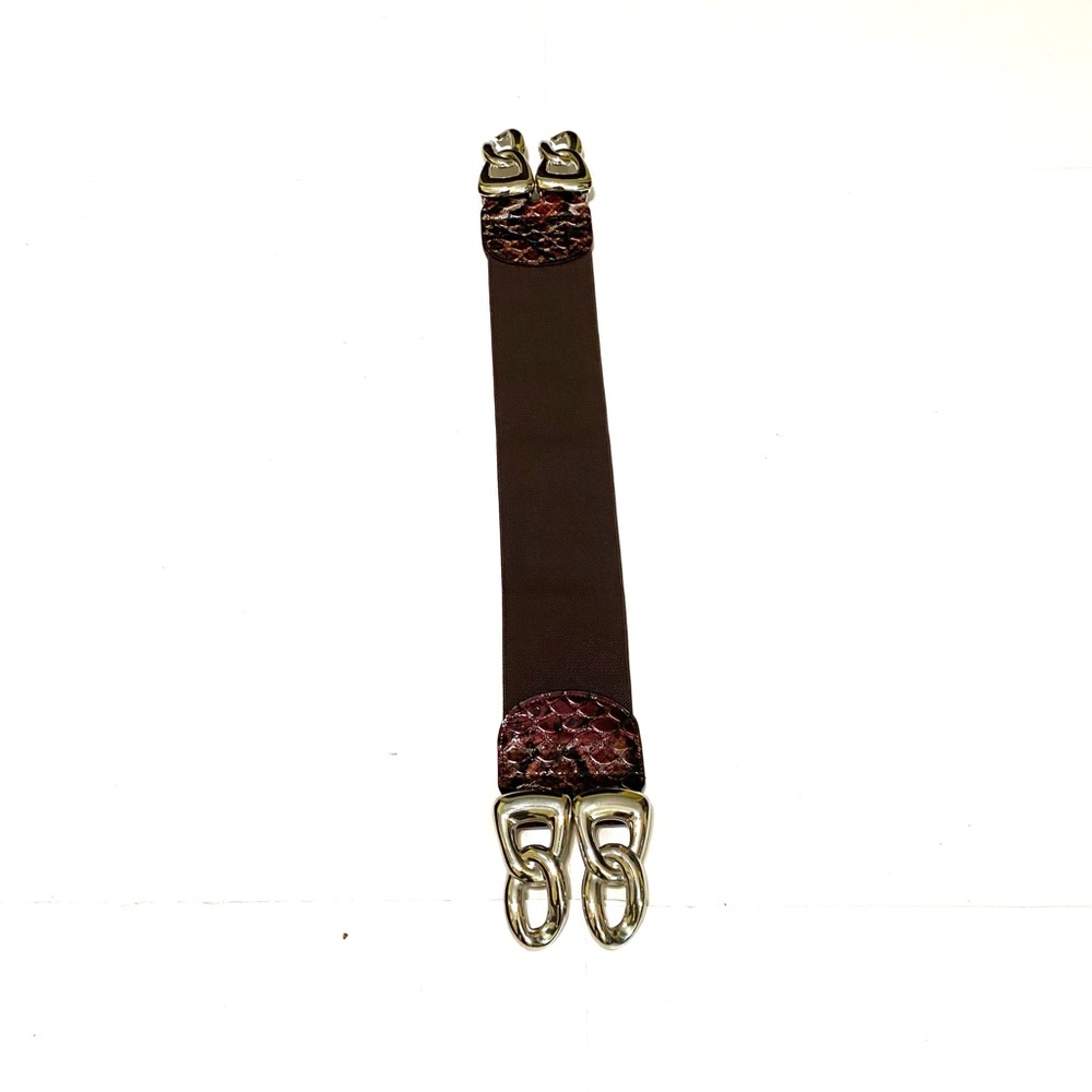 Brown Snake Print Belt with Gold Buckle - Picture 5 of 10
